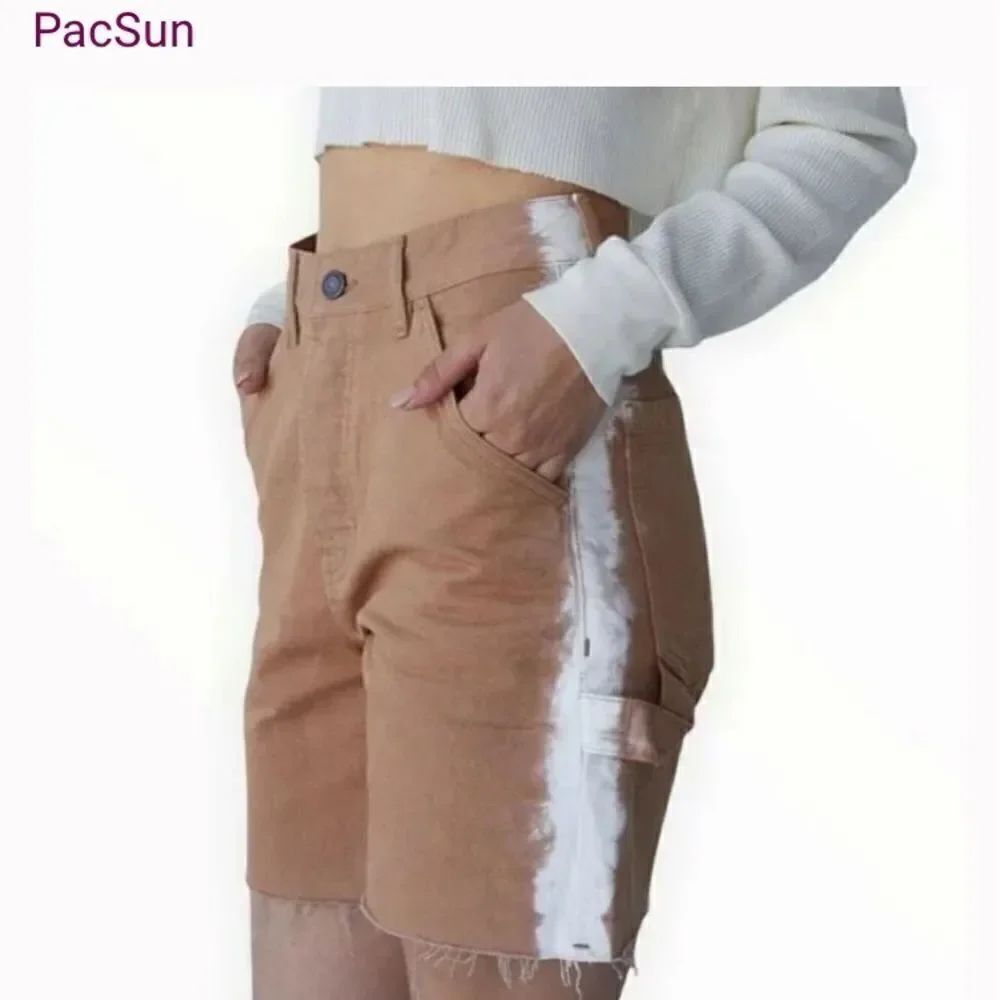 PacSun Latte High Waisted Boyfriend Button Fly Carpenter Shorts Size 24
